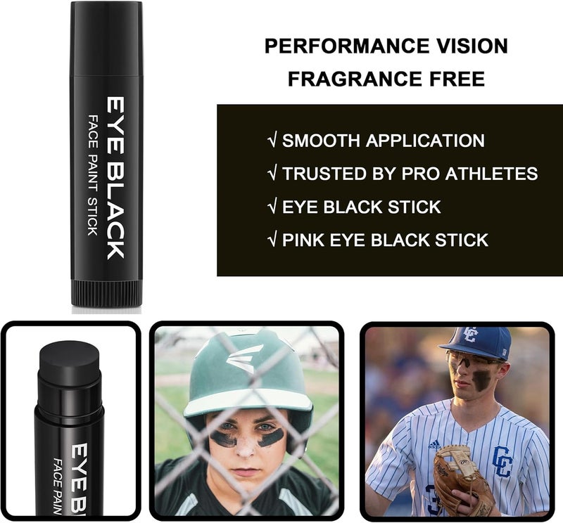Wismee Eye Black Stick for Sports, 3pcs Anti-Glare Under Eye Sports Grease Stick for Baseball Softball Soccer Lacrosse Hockey Athletes Sports Training, Water-Proof Eye Black Stick for Athletes (Black) - Image 4